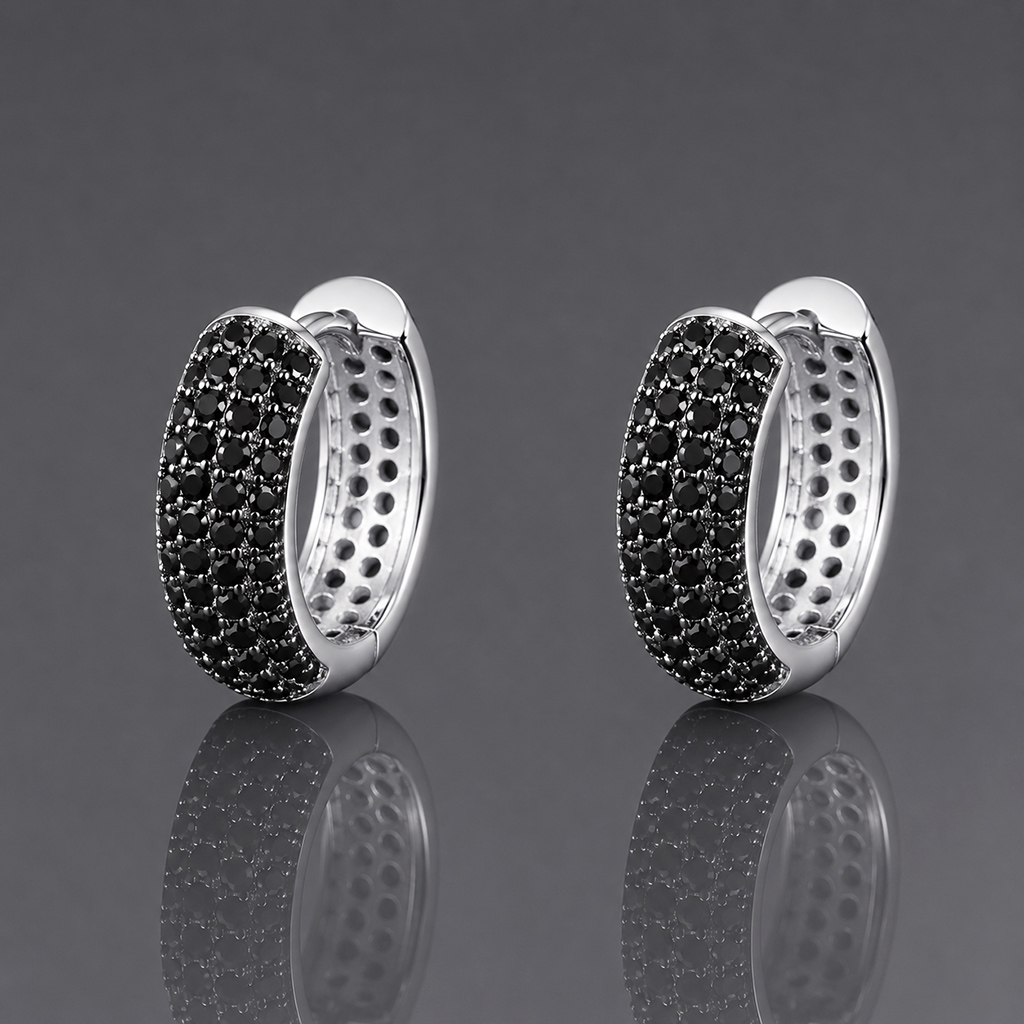 Iced Out Black Hoop Earrings Iced Out Black Hoop Earrings