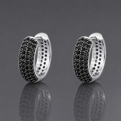 Iced Out Black Hoop Earrings