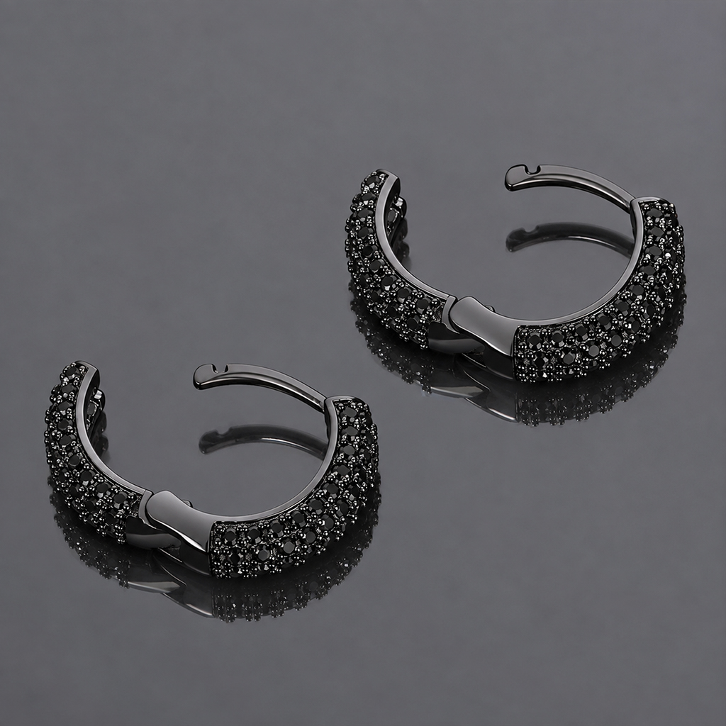 Iced Out Black Hoop Earrings Iced Out Black Hoop Earrings