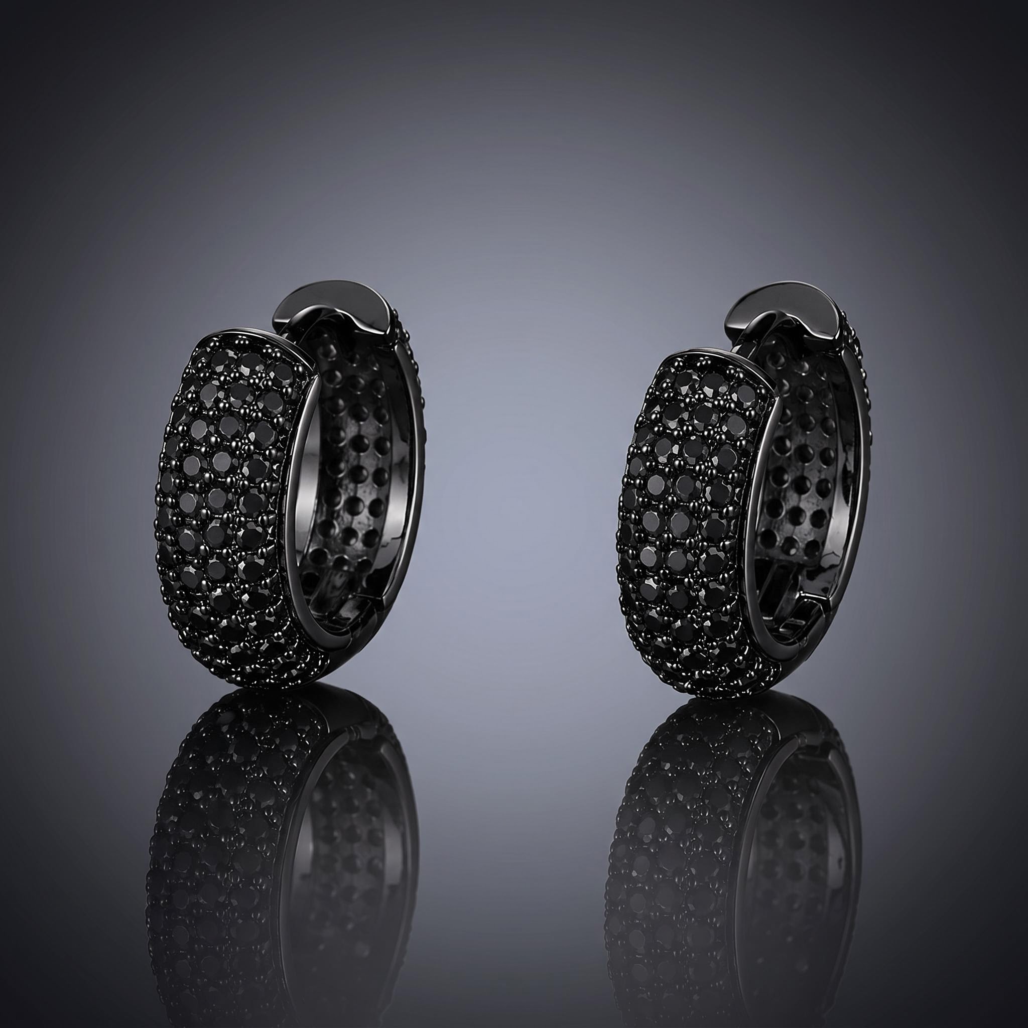 Iced Out Black Hoop Earrings