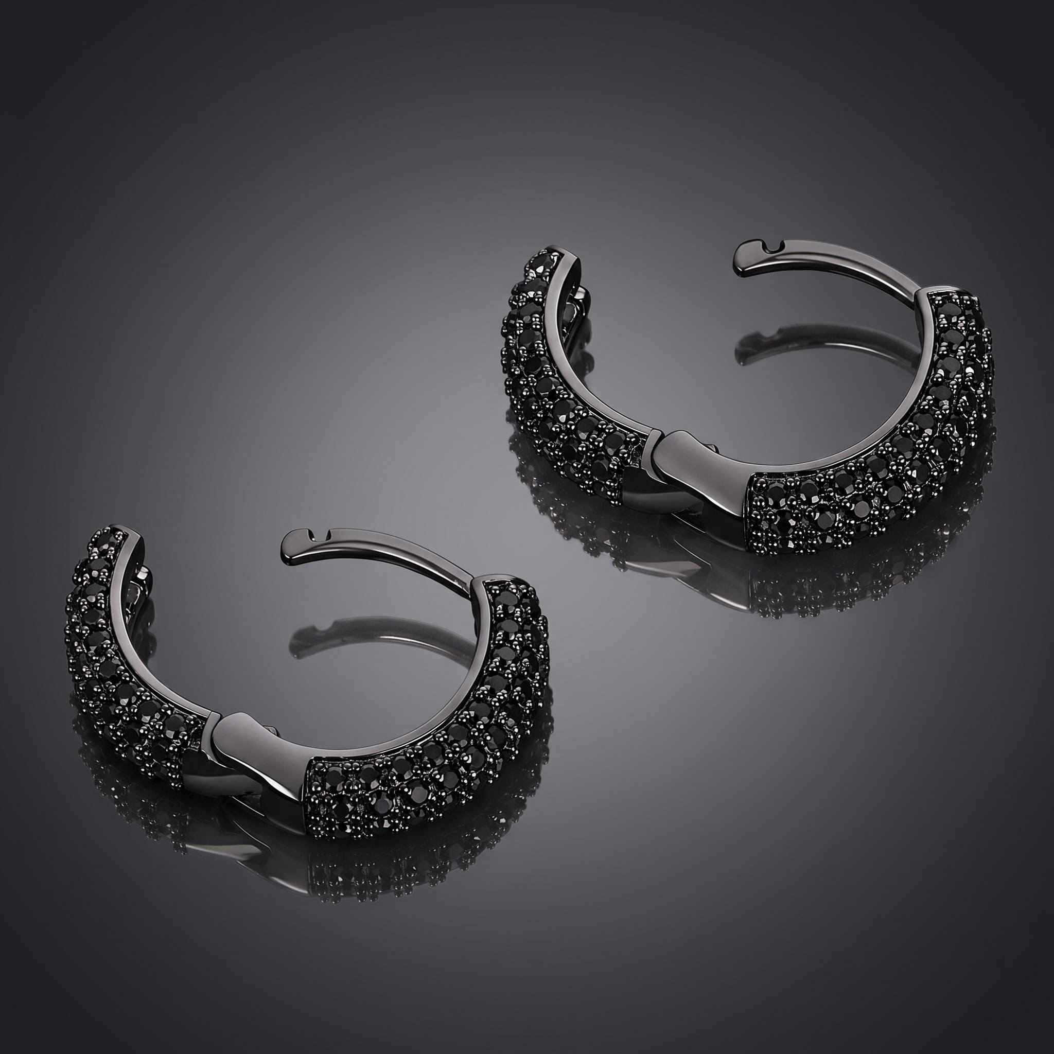 Iced Out Black Hoop Earrings