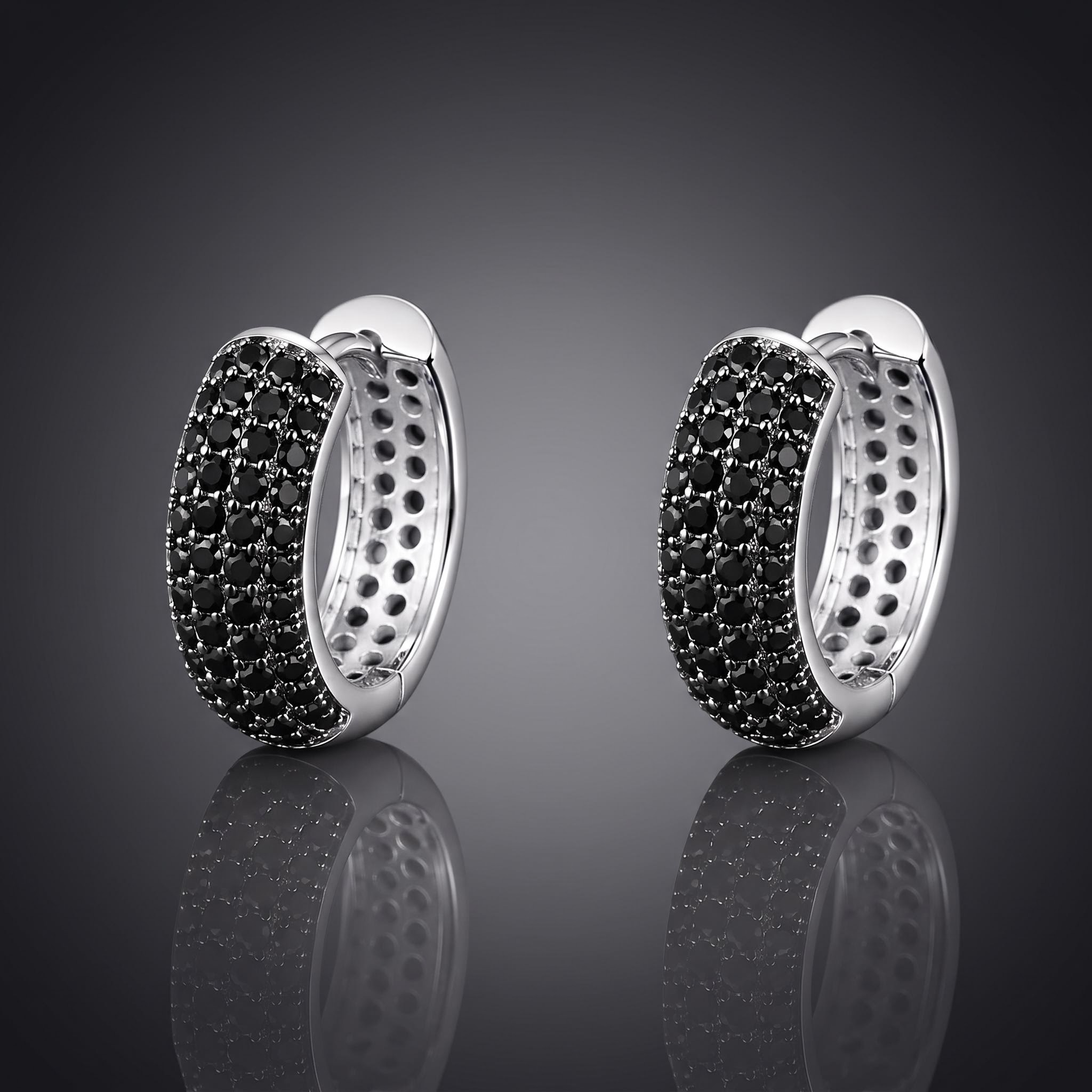 Iced Out Black Hoop Earrings