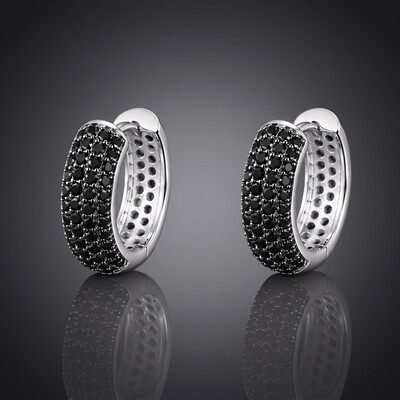 Iced Out Black Hoop Earrings