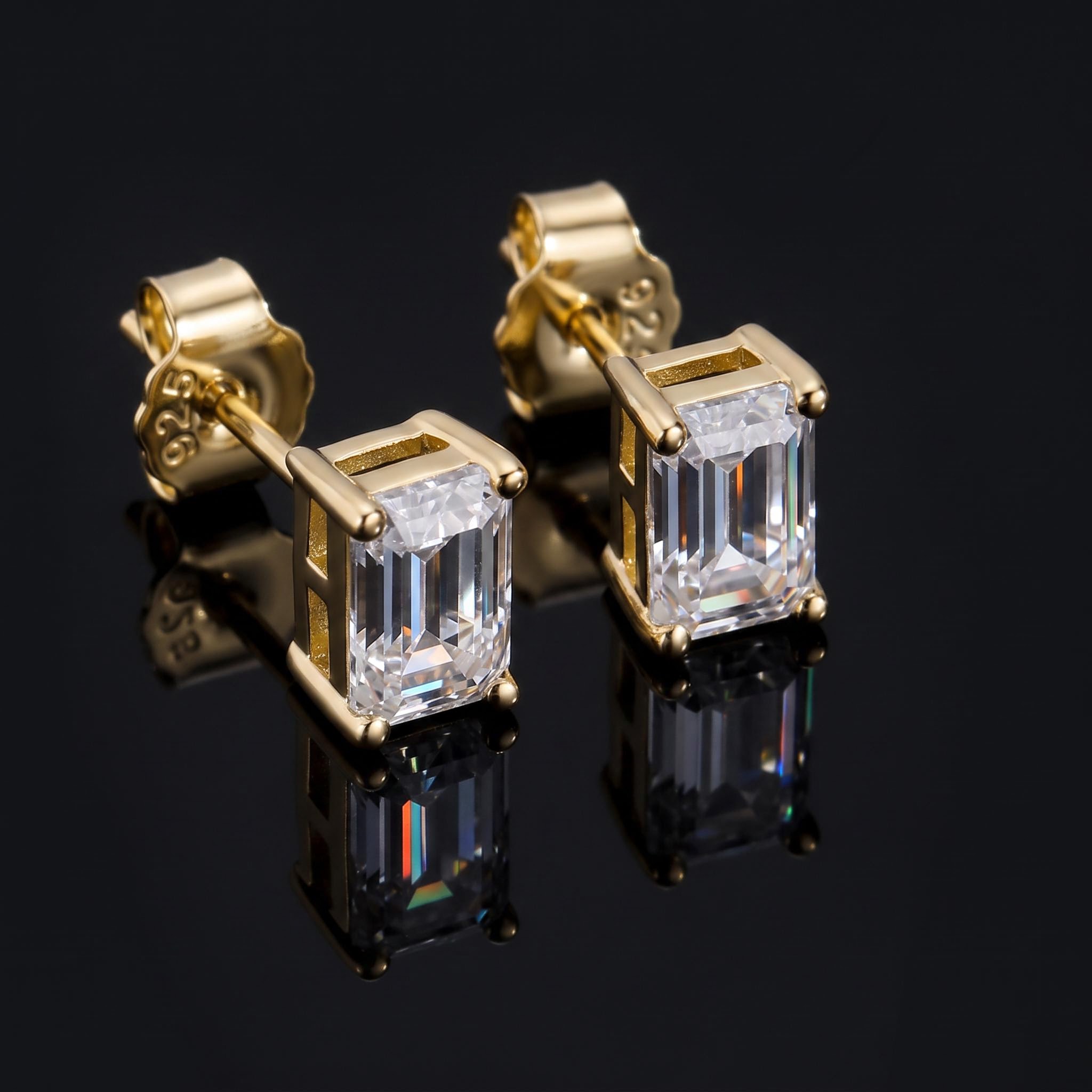 4-Prong Emerald Cut Earrings