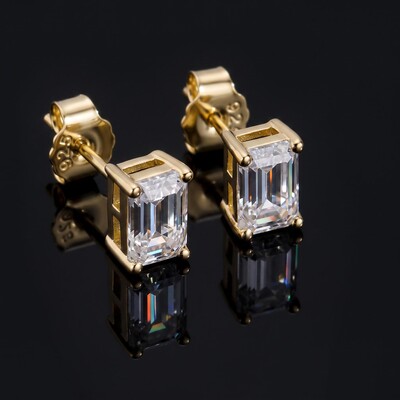 4-Prong Emerald Cut Earrings