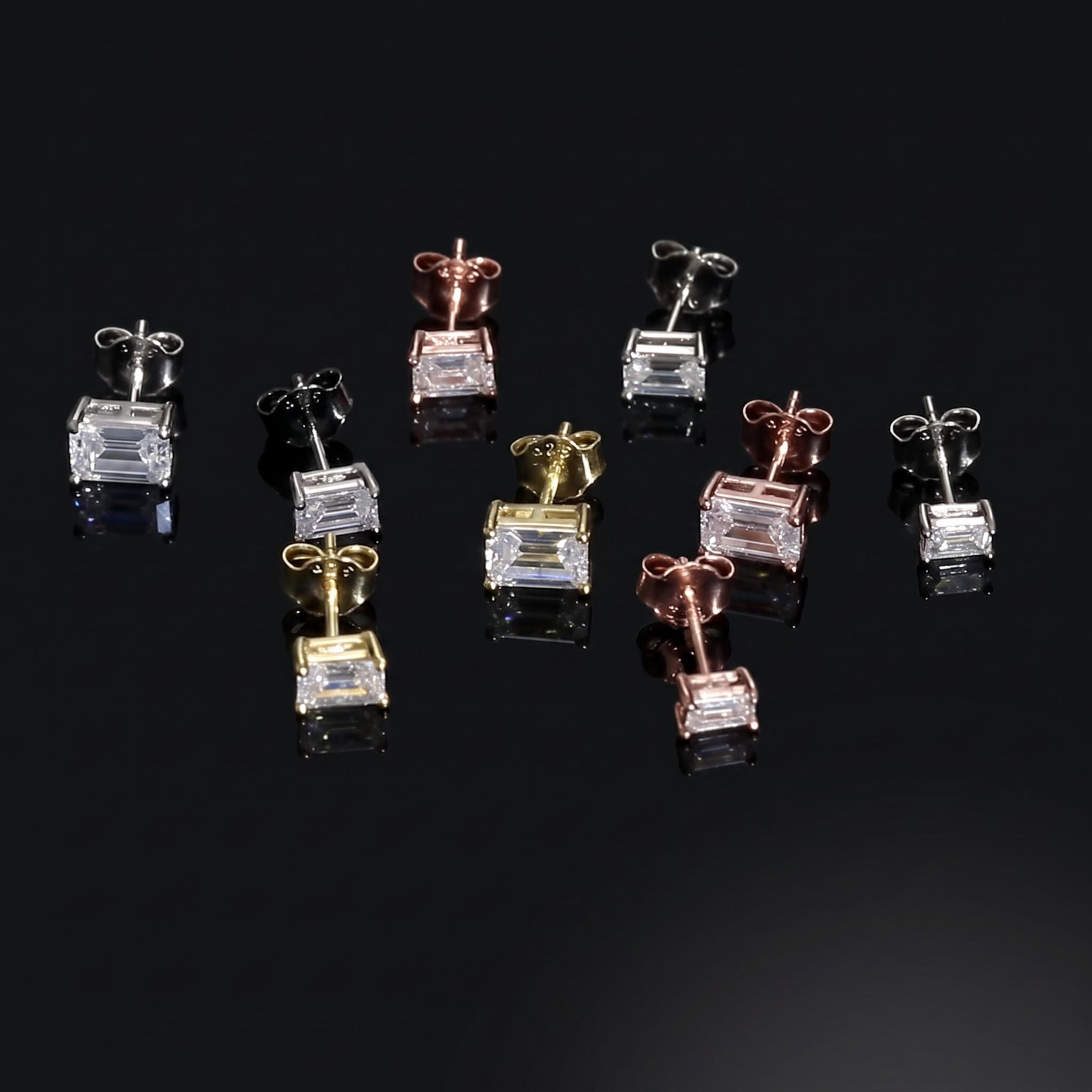4-Prong Emerald Cut Earrings