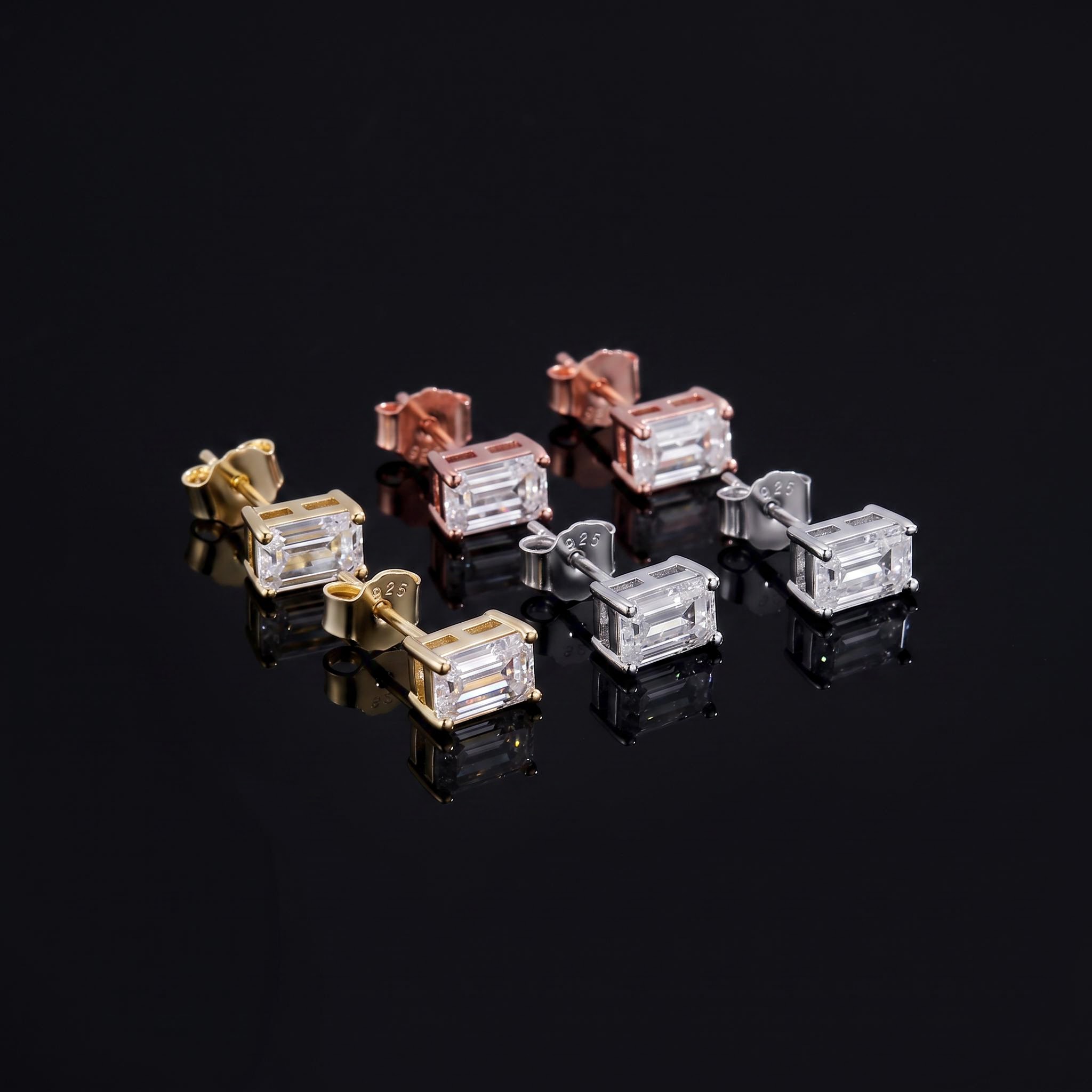 4-Prong Emerald Cut Earrings