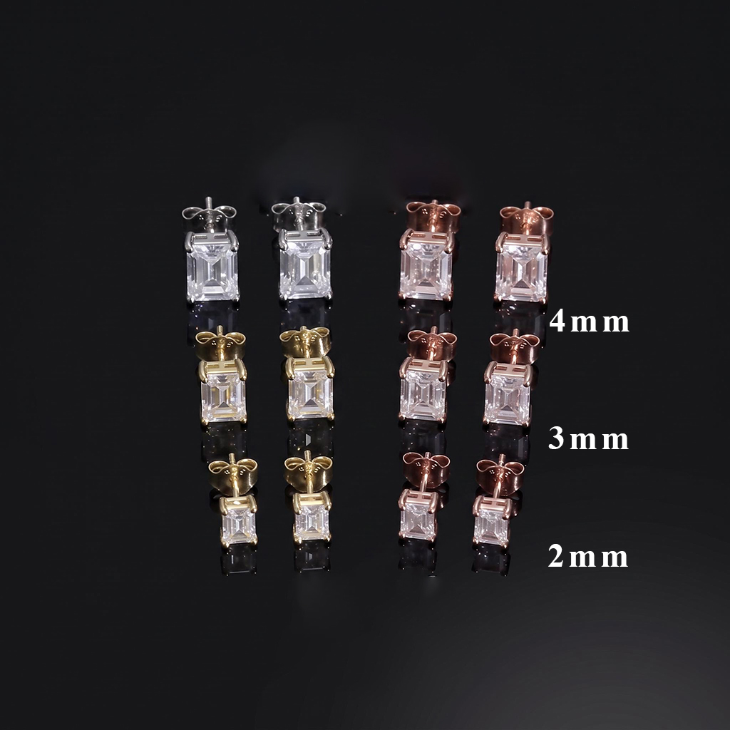 4-Prong Emerald Cut Earrings