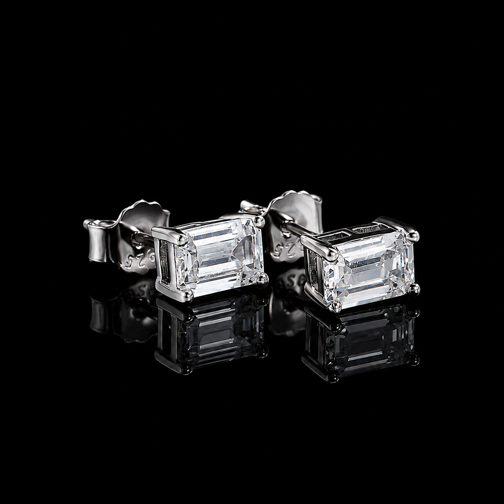 4-Prong Emerald Cut Earrings