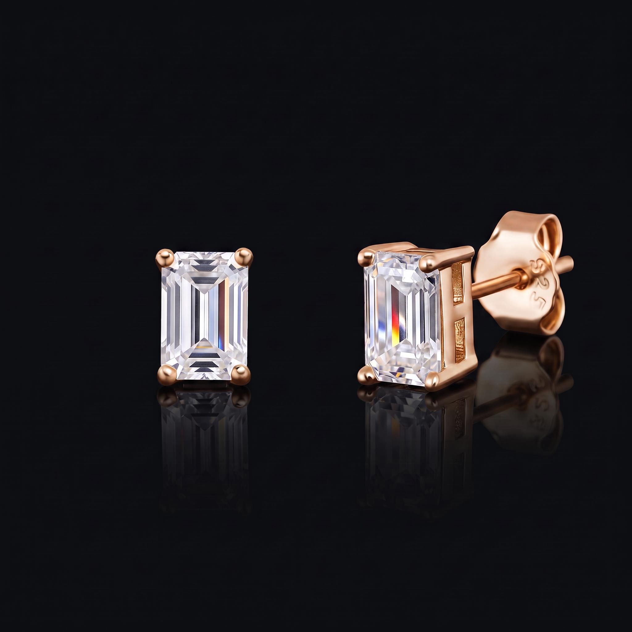 4-Prong Emerald Cut Earrings