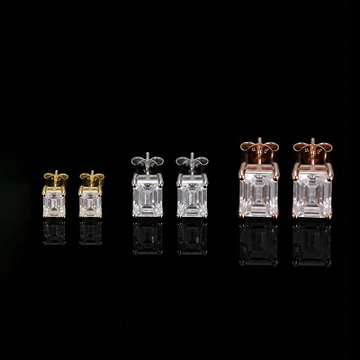 4-Prong Emerald Cut Earrings