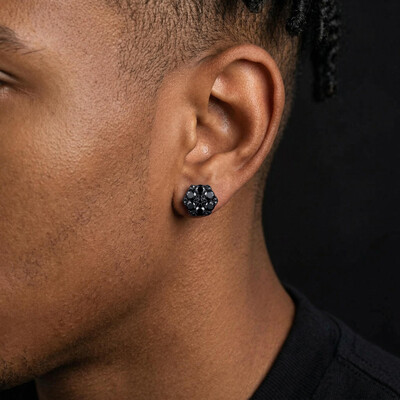 Iced Out Black Cluster Flower Full Paved Earrings