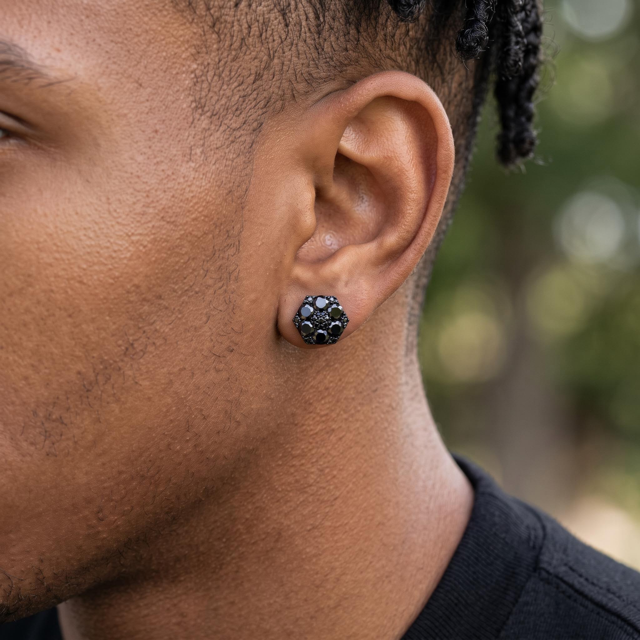 Iced Out Black Cluster Flower Full Paved Earrings Iced Out Black Cluster Flower Full Paved Earrings