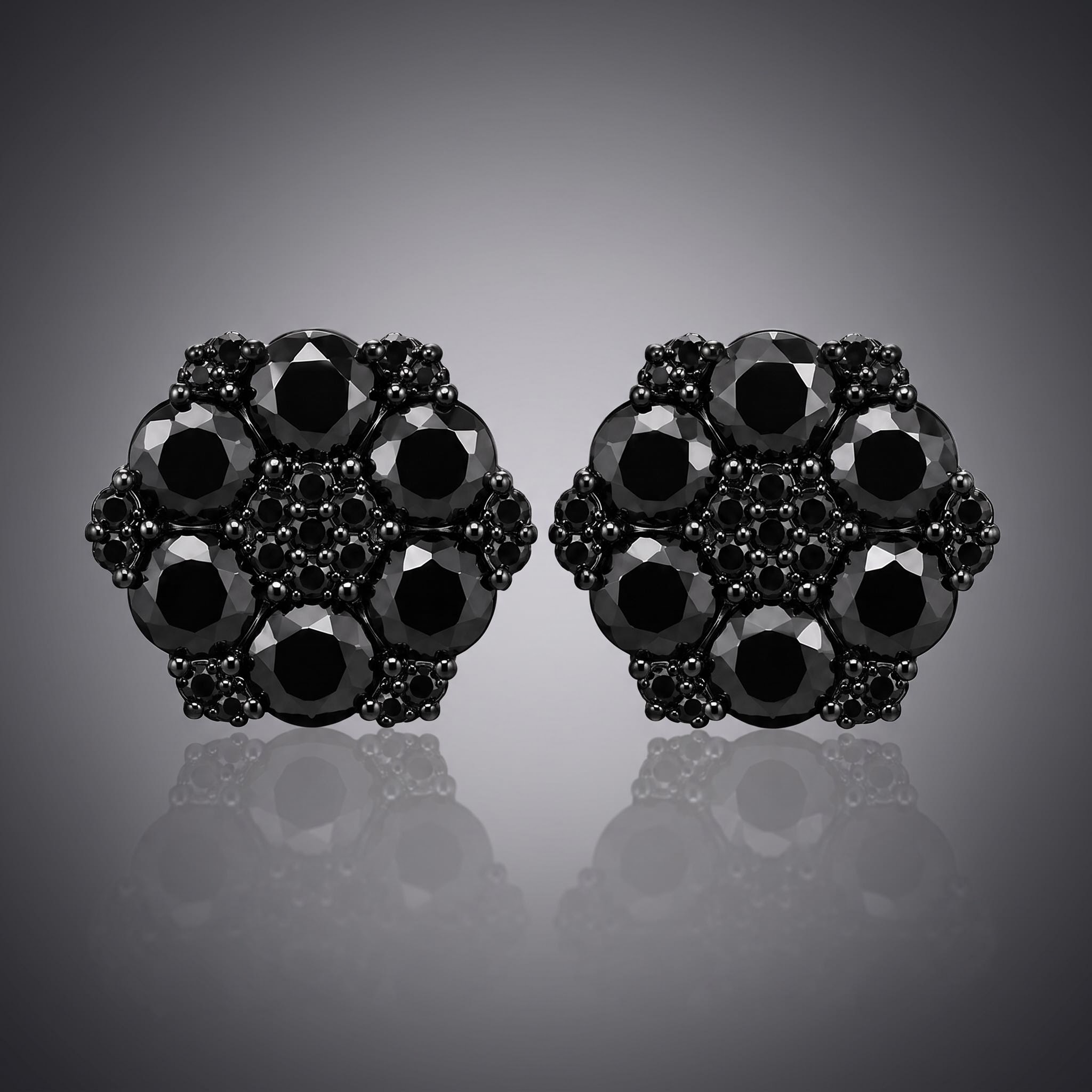 Iced Out Black Cluster Flower Full Paved Earrings Iced Out Black Cluster Flower Full Paved Earrings