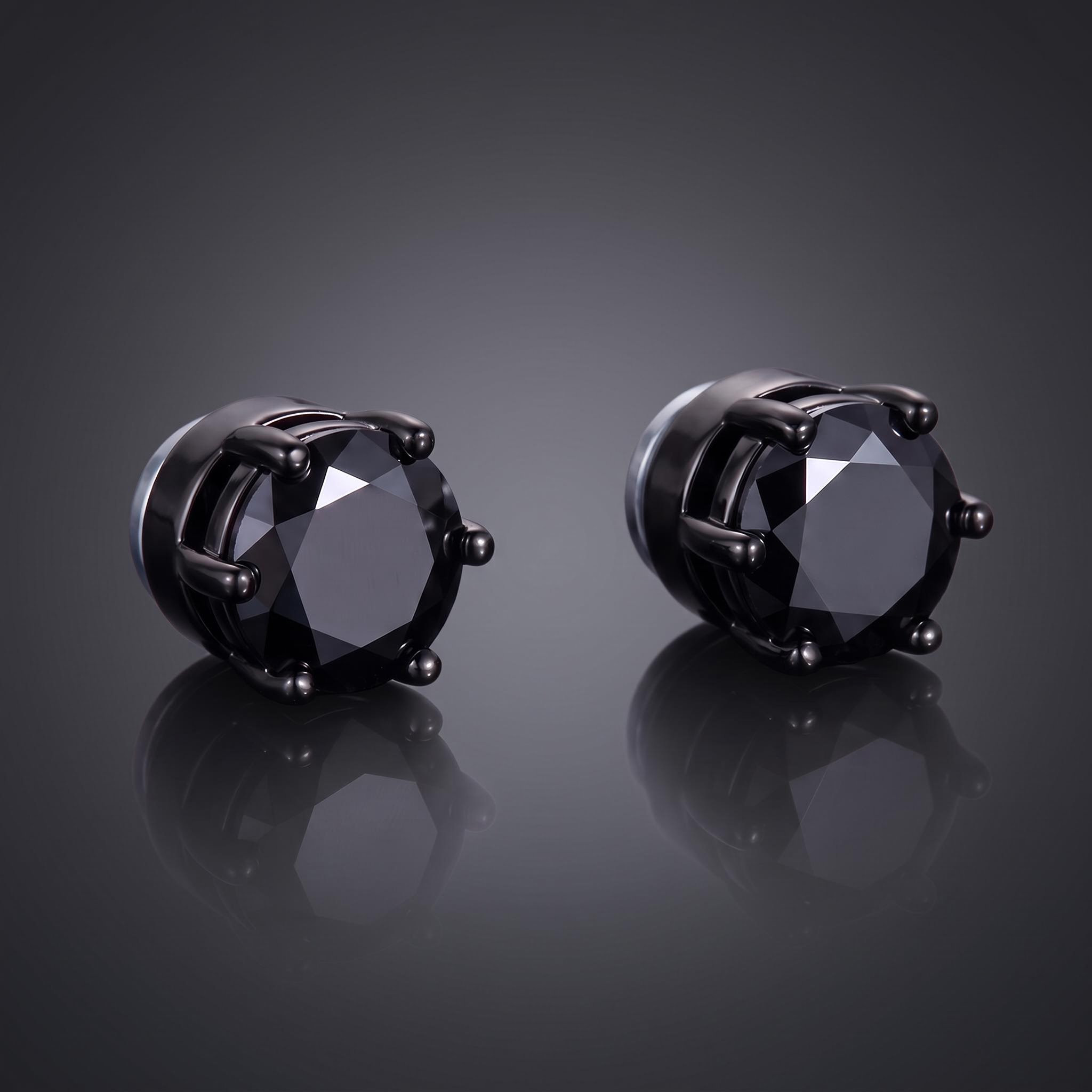 8mm Black Round-Cut Magnetic Stud Earrings 8mm Black Round-Cut Magnetic Stud Earrings