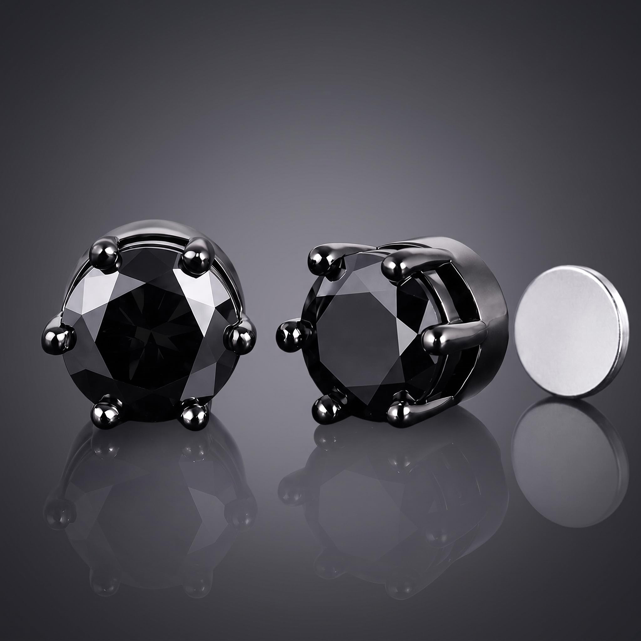 8mm Black Round-Cut Magnetic Stud Earrings 8mm Black Round-Cut Magnetic Stud Earrings