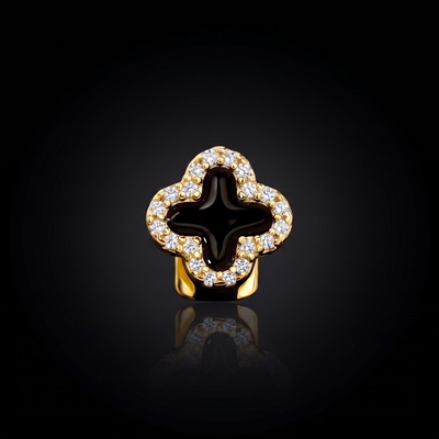 Iced Out Black Four-Leaf Clover Grill