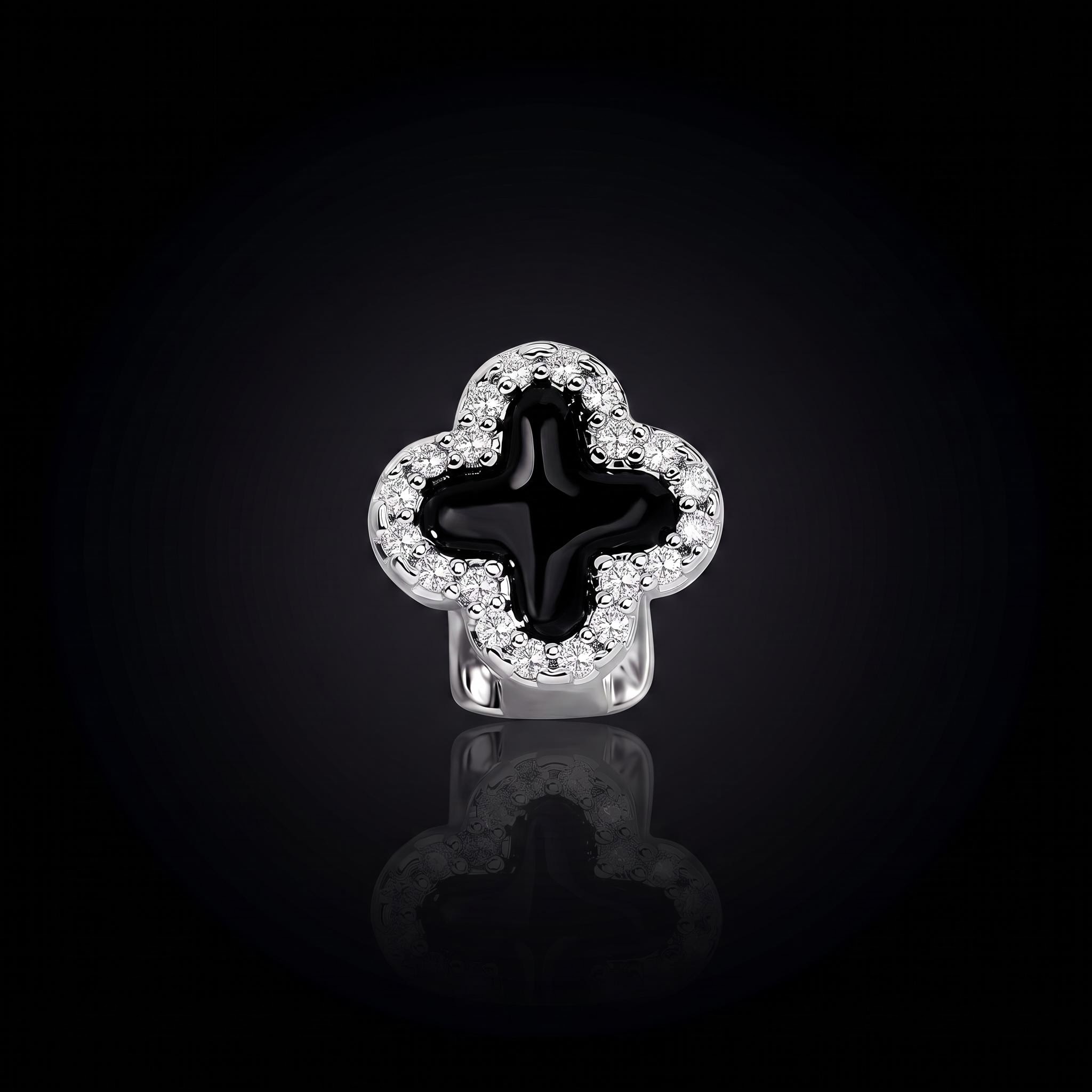 Iced Out Black Four-Leaf Clover Grill