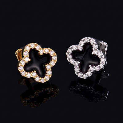 Iced Out Black Four-Leaf Clover Grill