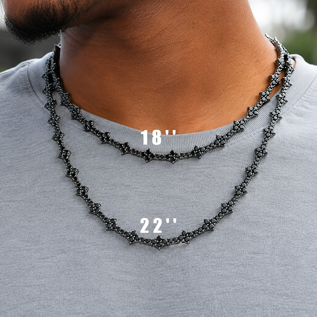 6mm Iced Out Black Cross Chain and Bracelet Set 6mm Iced Out Black Cross Chain and Bracelet Set