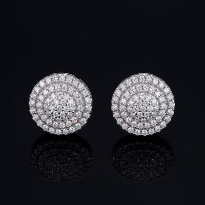 925 Silver & VVS1 Moissanite Round Stud Earrings