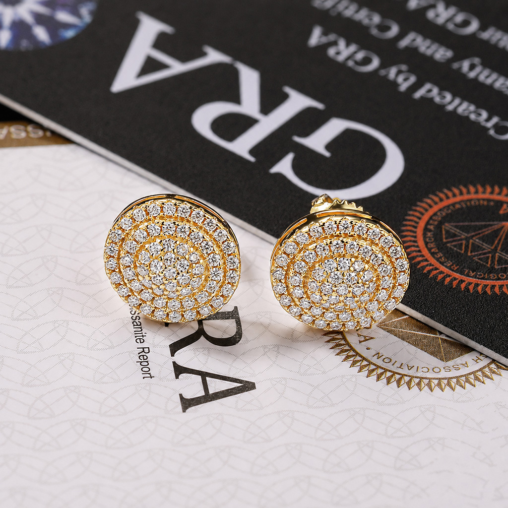 925 Silver & VVS1 Moissanite Round Stud Earrings 925 Silver & VVS1 Moissanite Round Stud Earrings