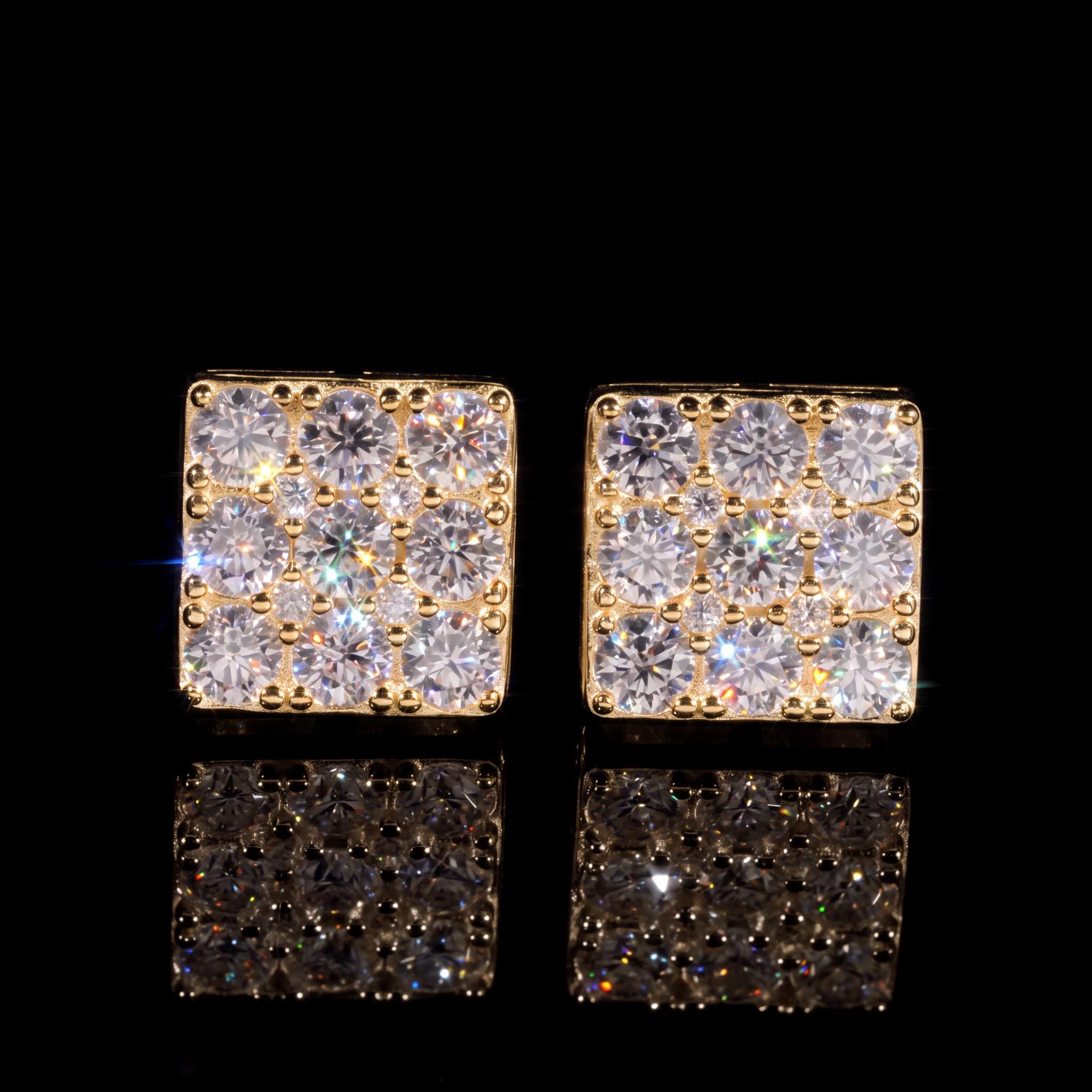 925 Silver & VVS1 Moissanite Square Cluster Stud Earrings
