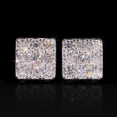 925 Silver & VVS1 Moissanite Square Cluster Stud Earrings