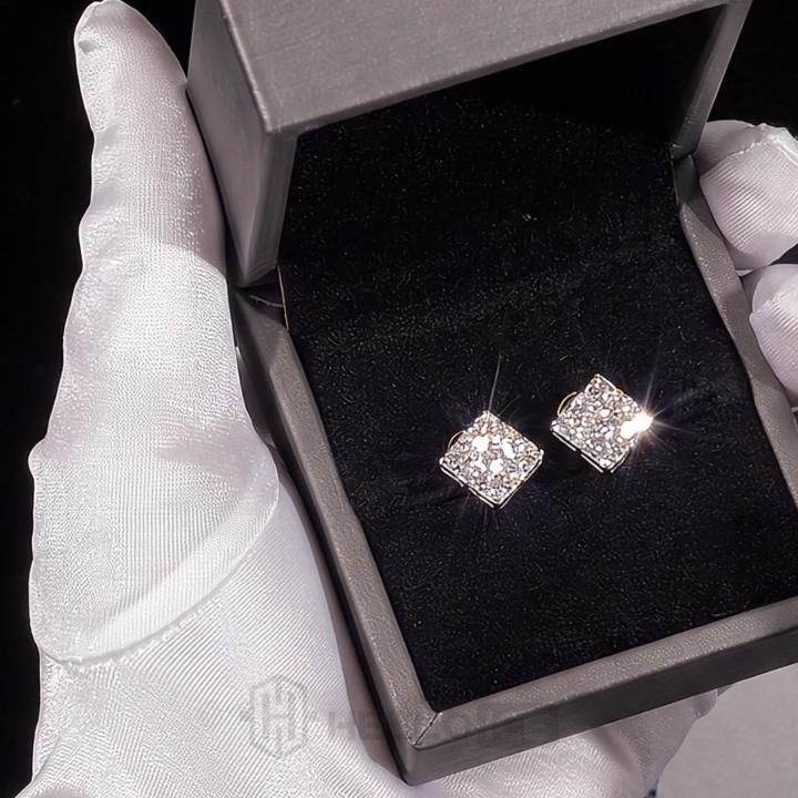 925 Silver & VVS1 Moissanite Square Cluster Stud Earrings 925 Silver & VVS1 Moissanite Square Cluster Stud Earrings