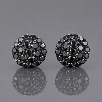 925 Silver & VVS1 Moissanite Black Cluster Stud Earrings