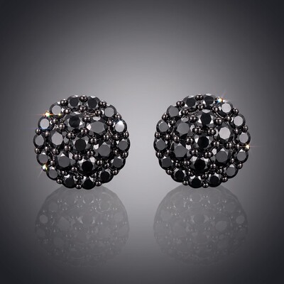 925 Silver & VVS1 Moissanite Black Cluster Stud Earrings