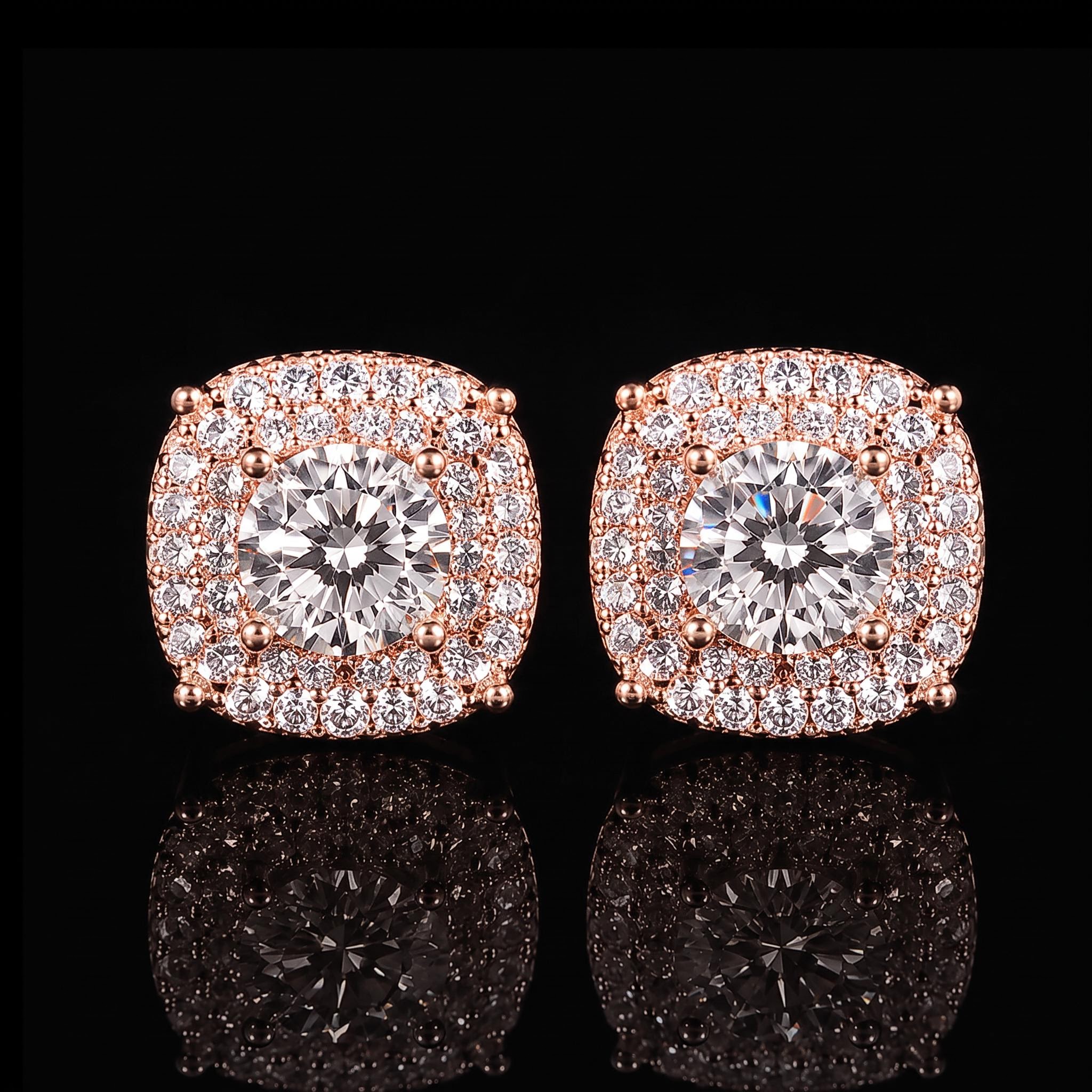 925 Silver & VVS1 Moissanite Round-Cut Halo Stud Earrings