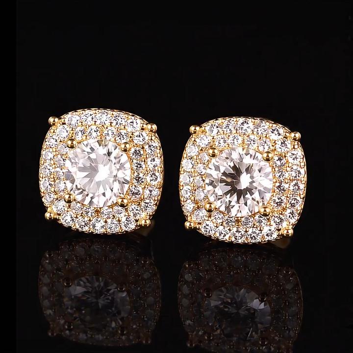 925 Silver & VVS1 Moissanite Round-Cut Halo Stud Earrings 925 Silver & VVS1 Moissanite Round-Cut Halo Stud Earrings