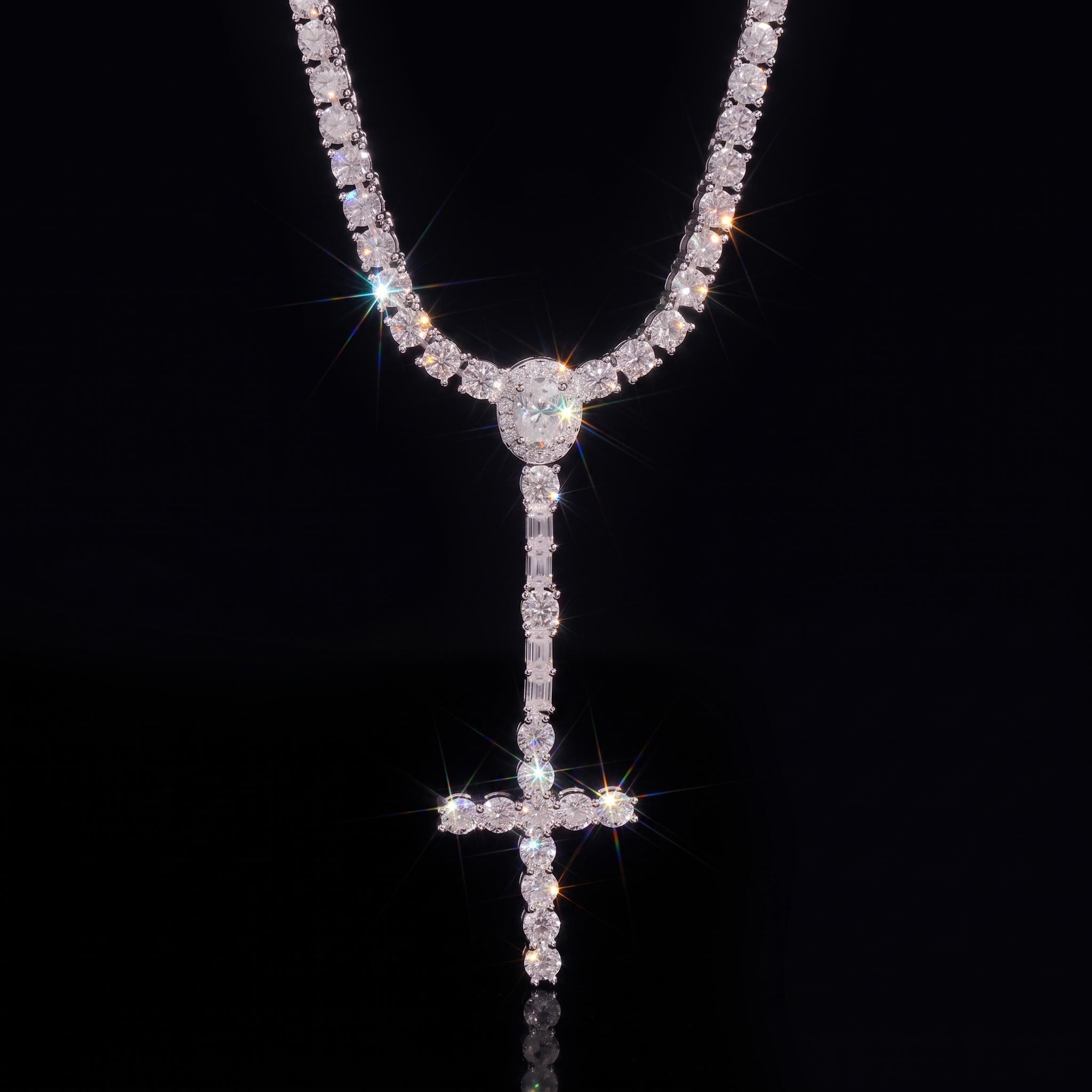 925 Silver & VVS1 Moissanite Cross Tennis Necklace 925 Silver & VVS1 Moissanite Cross Tennis Necklace