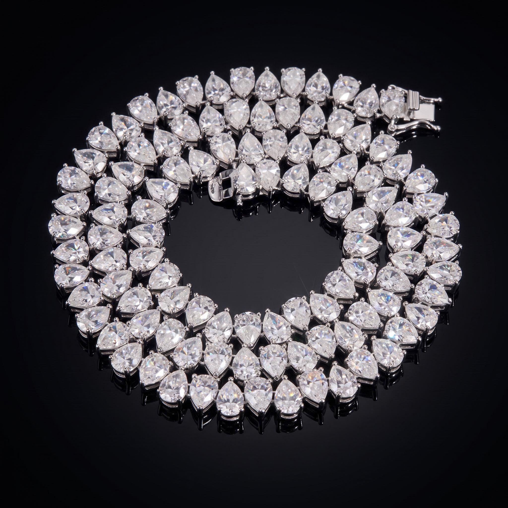 925 Silver & VVS1 Moissanite Pear-Cut Tennis Chain