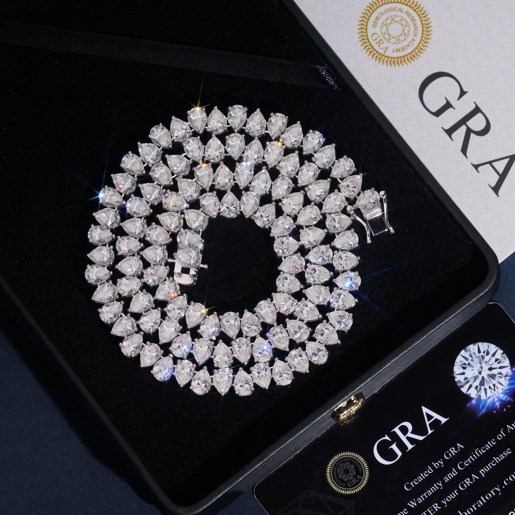 925 Silver & VVS1 Moissanite Pear-Cut Tennis Chain