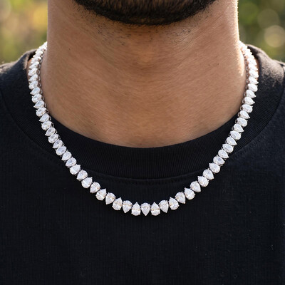 925 Silver & VVS1 Moissanite Pear-Cut Tennis Chain