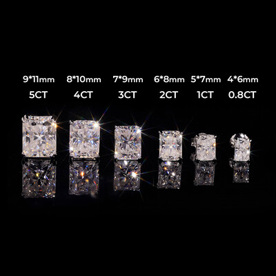 925 Silver & VVS1 Moissanite Radiant-Cut Stud Earrings