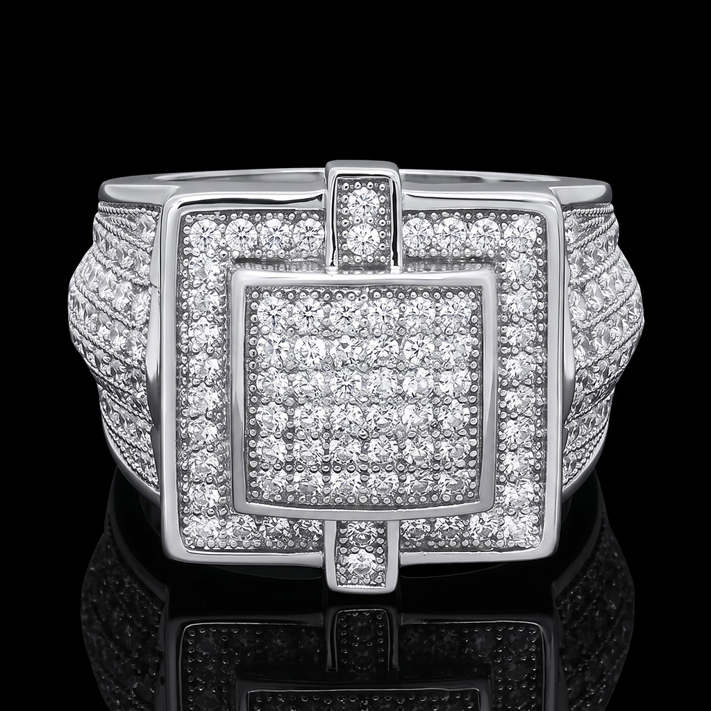 Iced Out Square Statement Ring