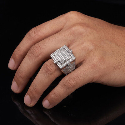 Iced Out Square Statement Ring