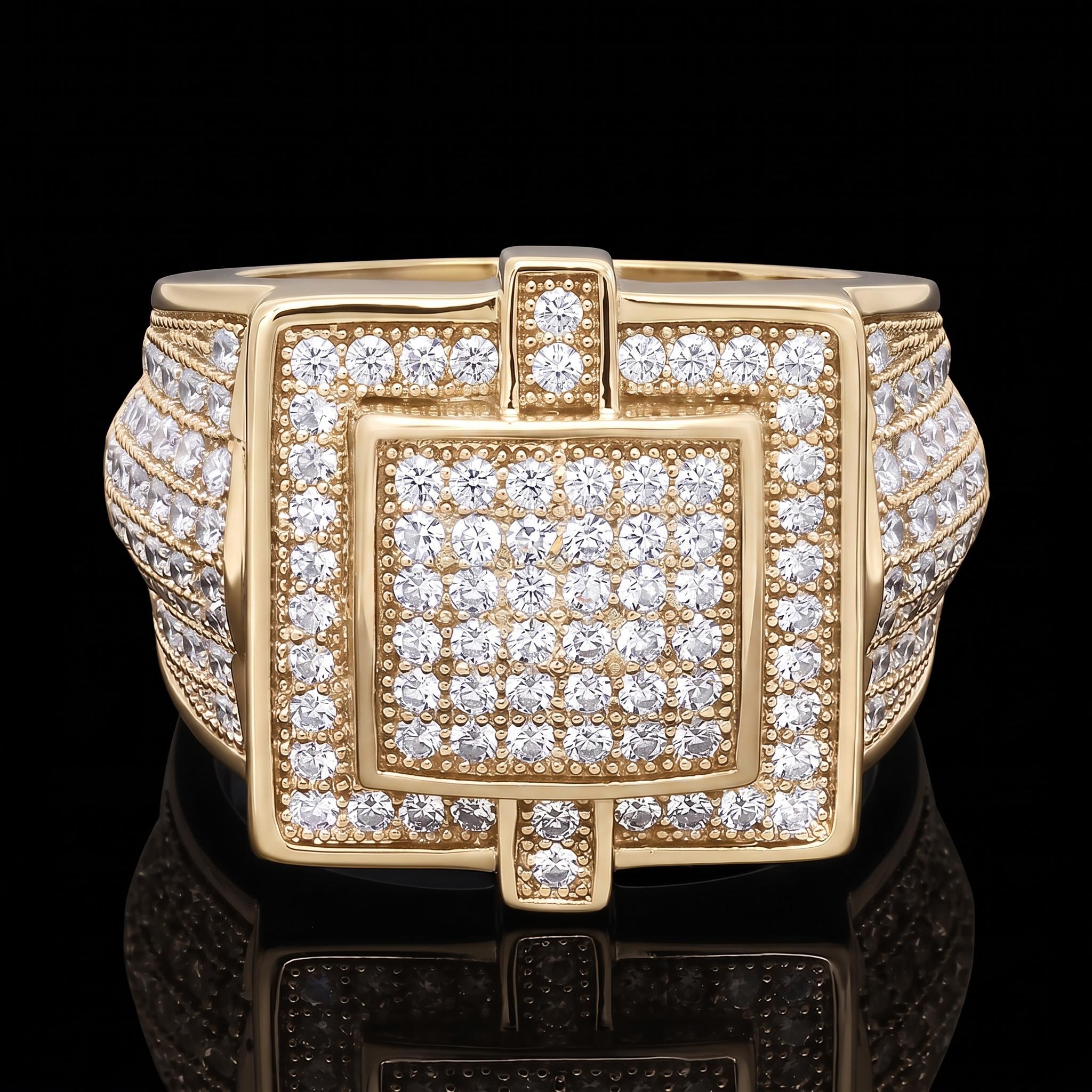 Iced Out Square Statement Ring