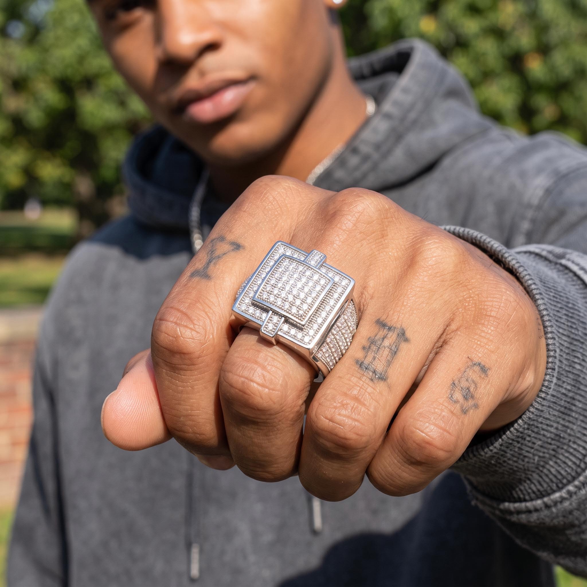 Iced Out Square Statement Ring