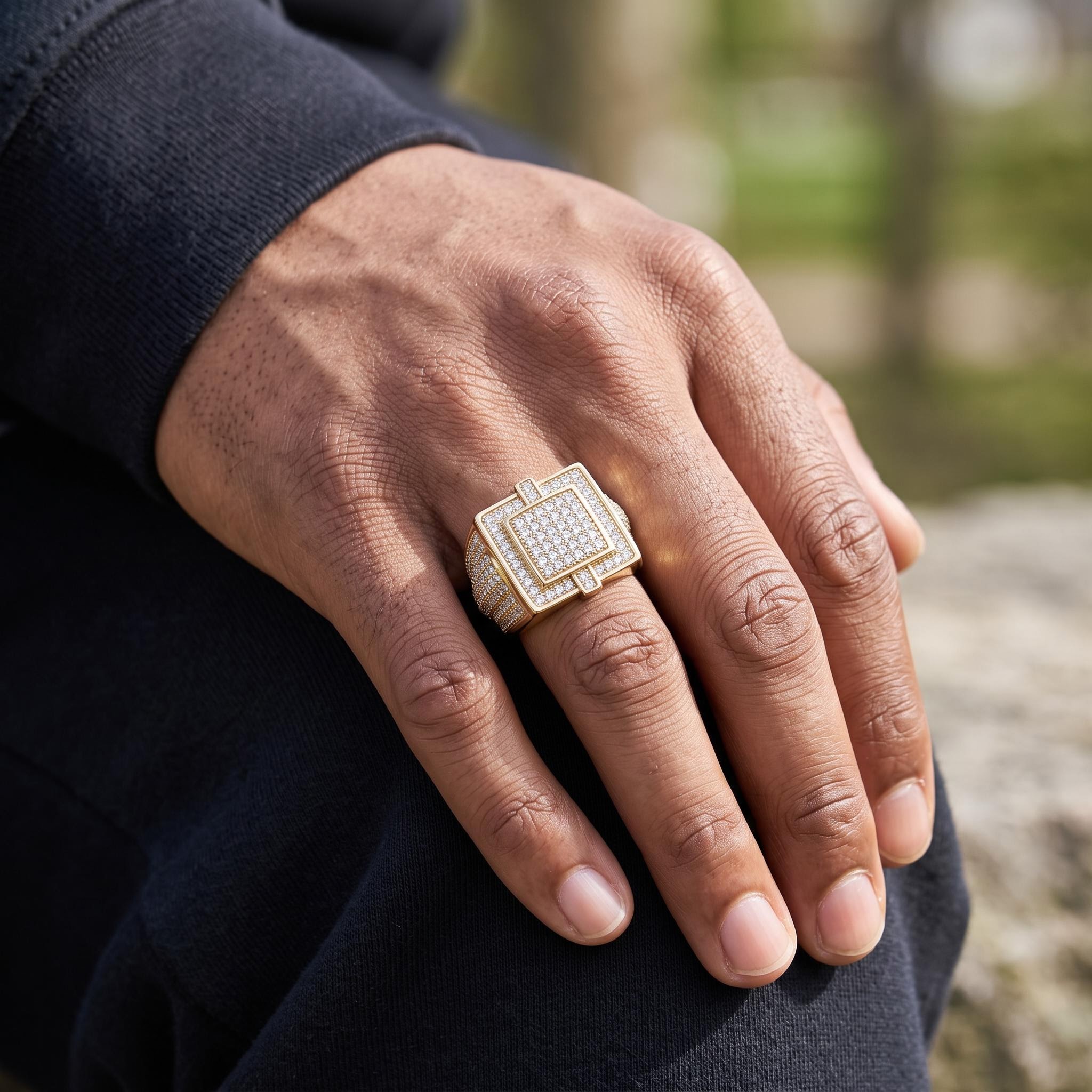 Iced Out Square Statement Ring