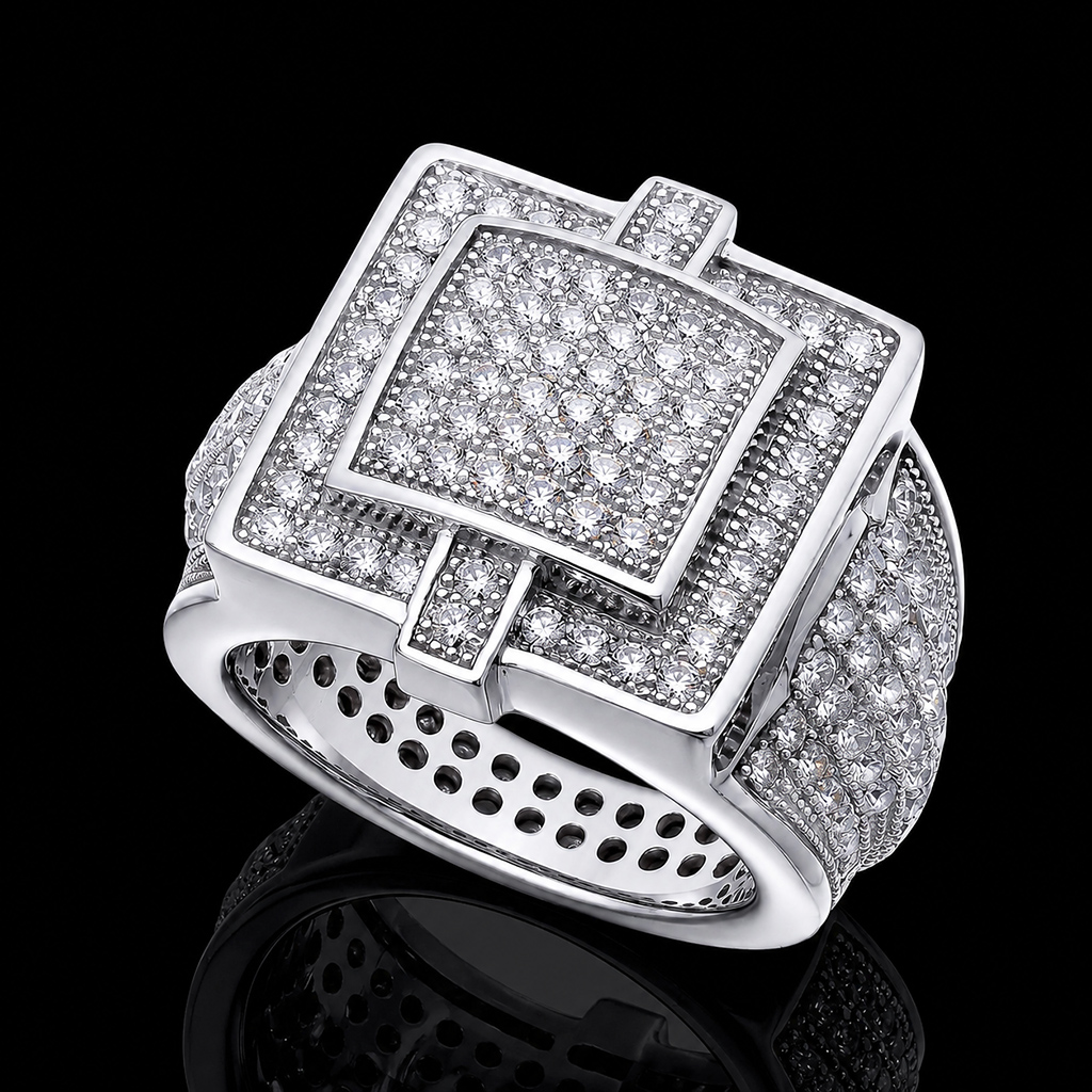 Iced Out Square Statement Ring