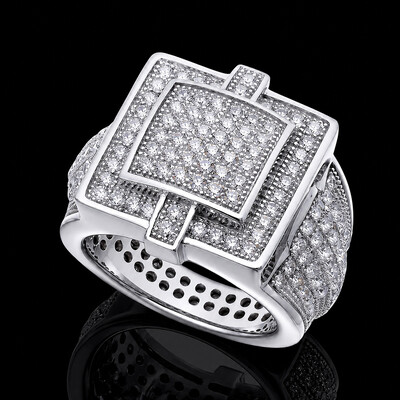 Iced Out Square Statement Ring