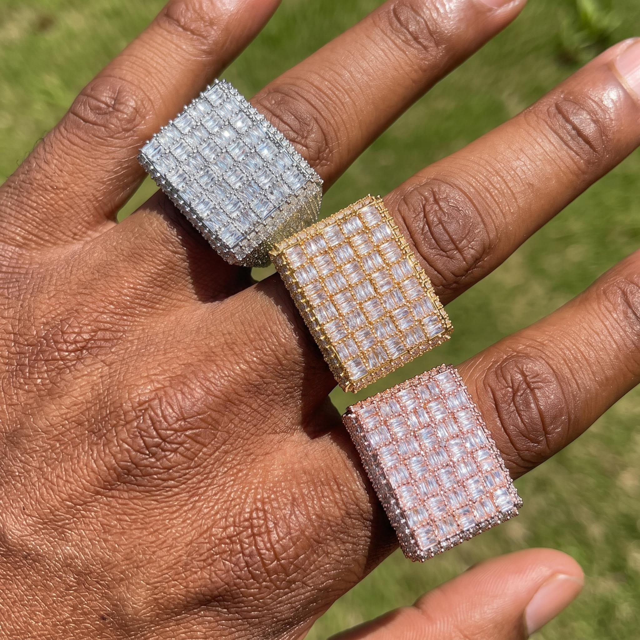 Iced Out Baguette-Cut Statement Ring