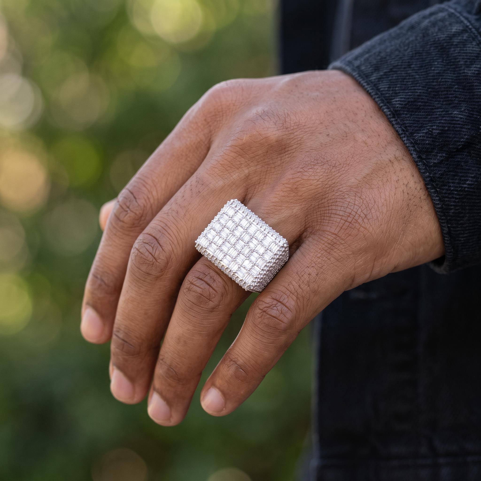 Iced Out Baguette-Cut Statement Ring