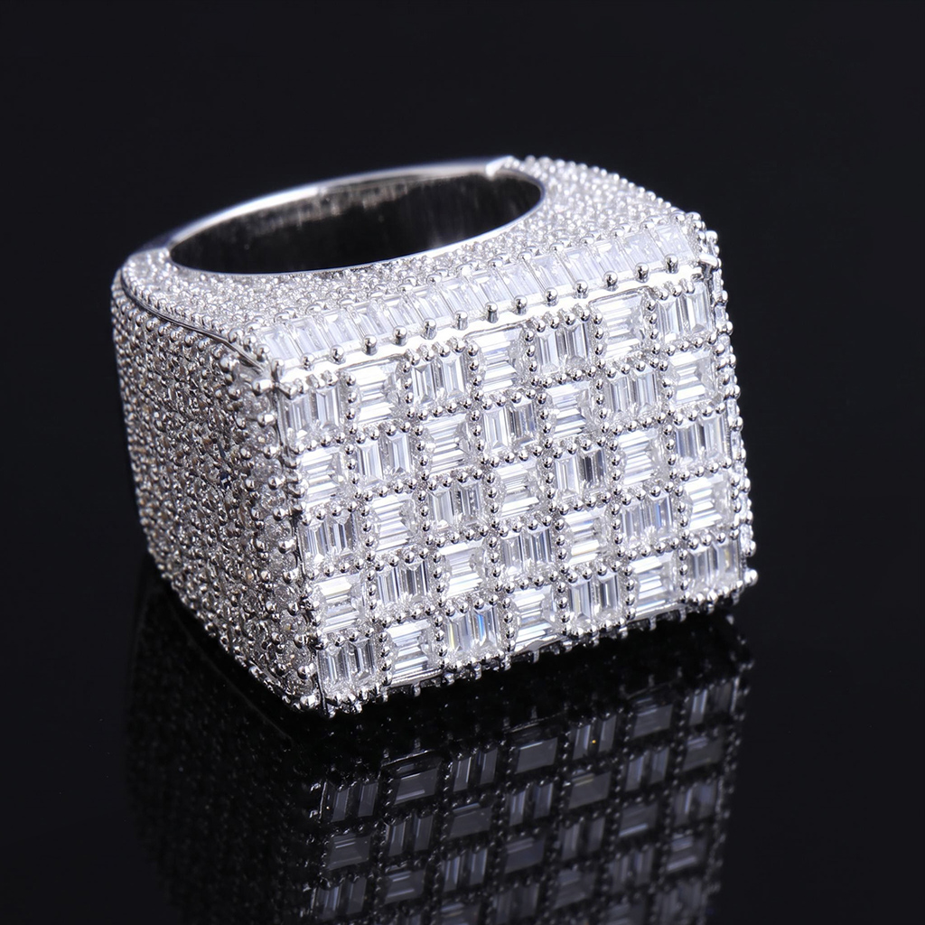 Iced Out Baguette-Cut Statement Ring