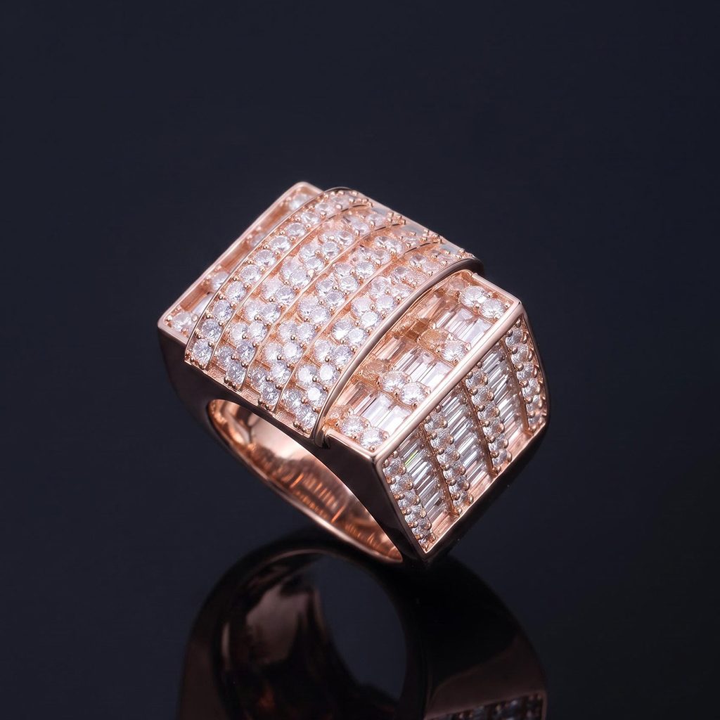 Iced Out Round & Baguette-Cut Geometric Statement Ring Iced Out Round & Baguette-Cut Geometric Statement Ring
