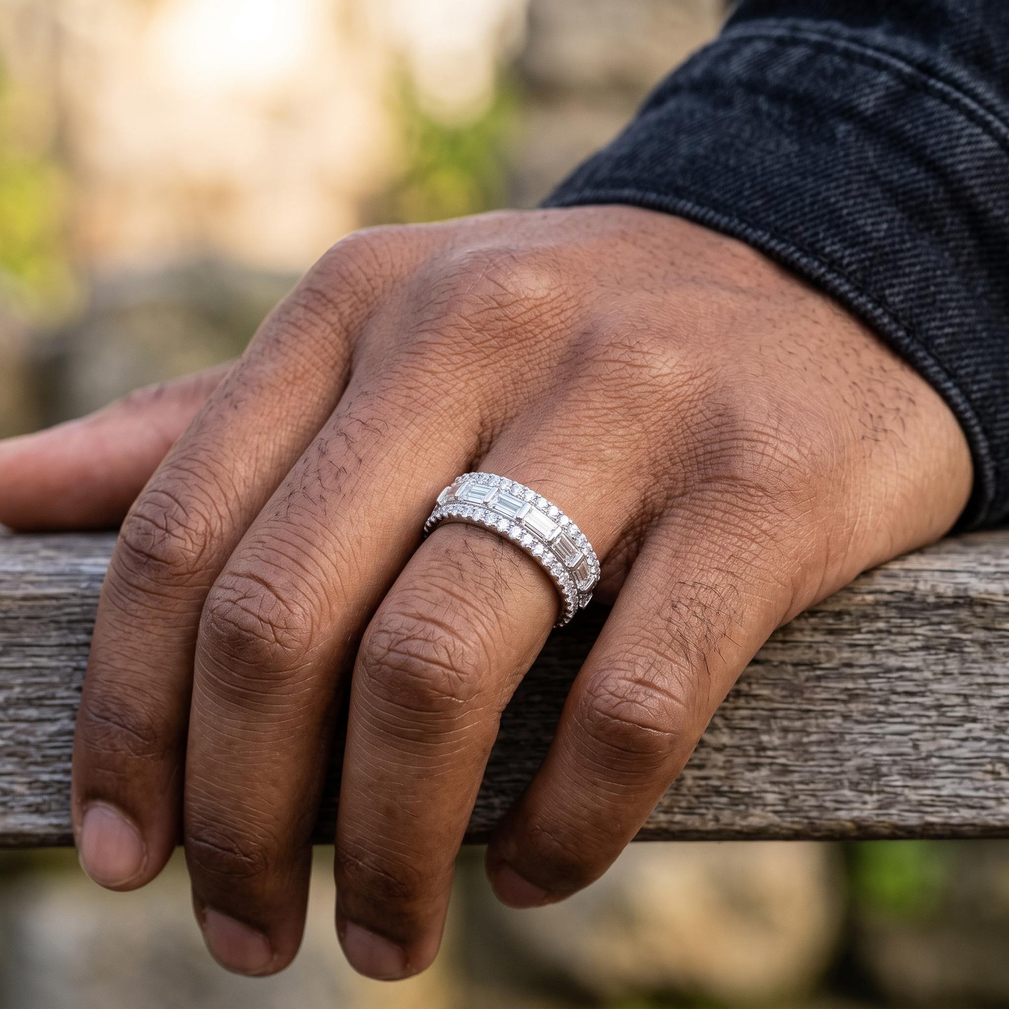 Iced Out Baguette-Cut Band Ring Iced Out Baguette-Cut Band Ring